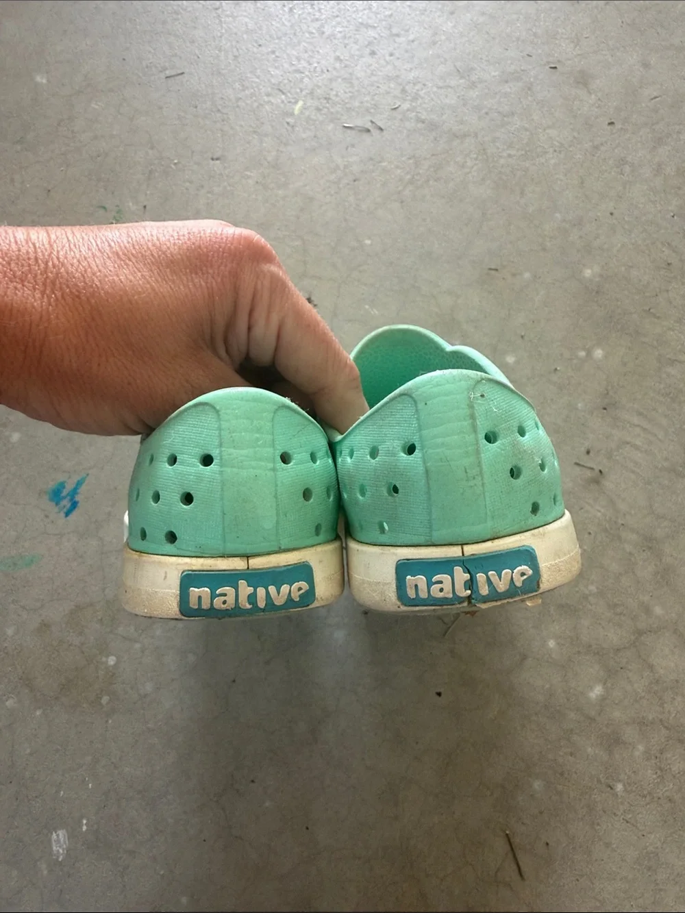 Native Kids Slip-On Water Shoes in Mint Green with White Toecap